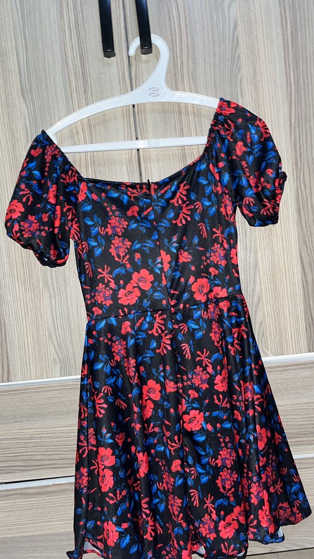 Çiçek Desenli Mini Straplez Elbise - Görsel 2