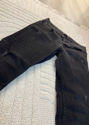 Düğmeli Siyah Gri Erkek Denim Pantolon - Görsel 3