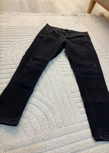 Düğmeli Siyah Gri Erkek Denim Pantolon - Görsel 4