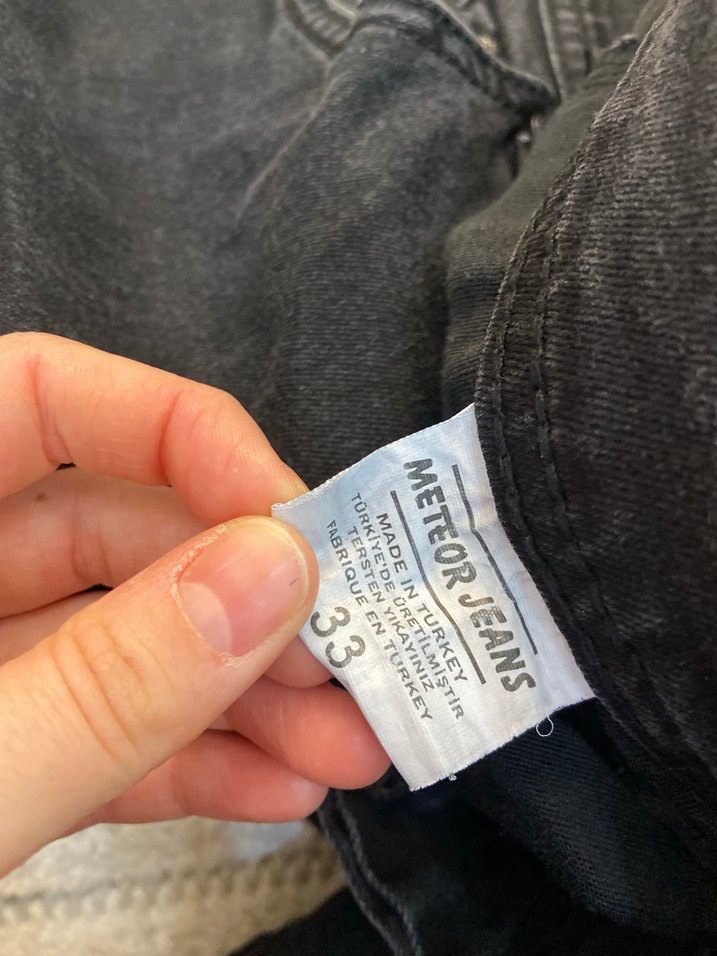 Düğmeli Siyah Gri Erkek Denim Pantolon - Görsel 5