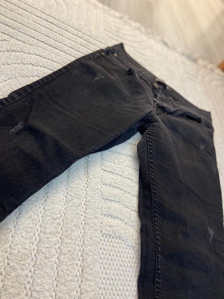 Düğmeli Siyah Gri Erkek Denim Pantolon - Görsel 3