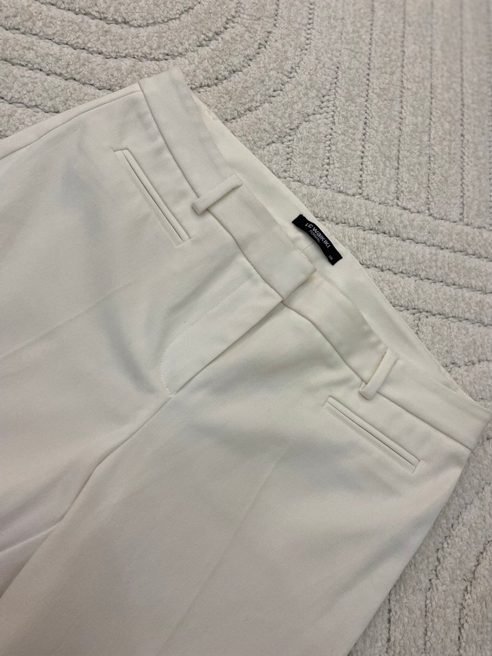 Kadın Beyaz Midi Kumaş Pantolon - Görsel 2