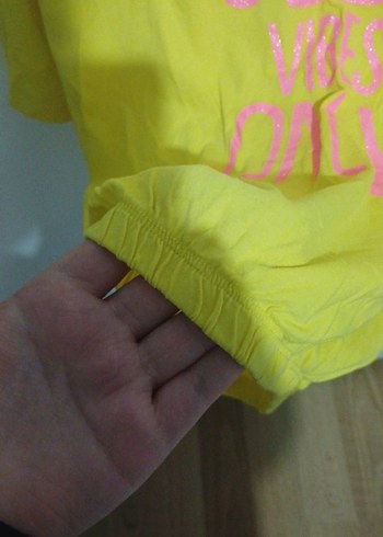 Sarı Kız Çocuk Baskılı Tişört - Görsel 3