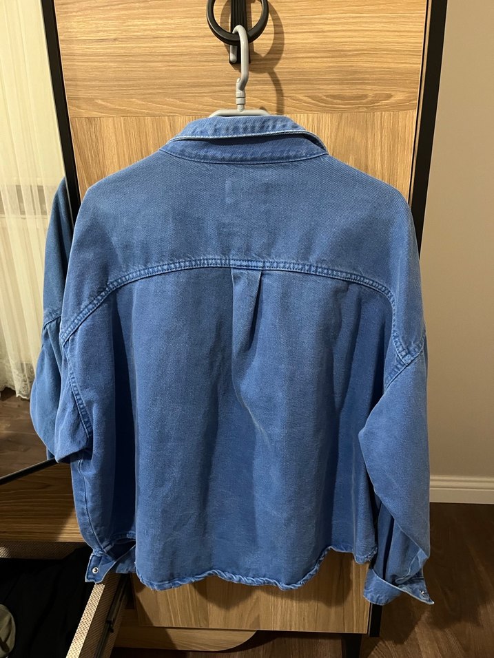 Kadın Mavi Salaş Denim Ceket - Görsel 4