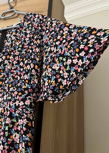 Çiçekli V Yaka Bohem Elbise - Görsel 4