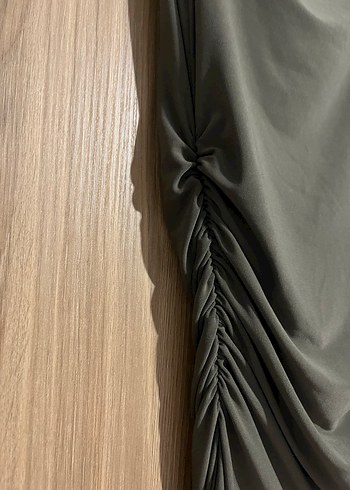 Drapeli Haki Uzun Kadın Elbise - Görsel 5