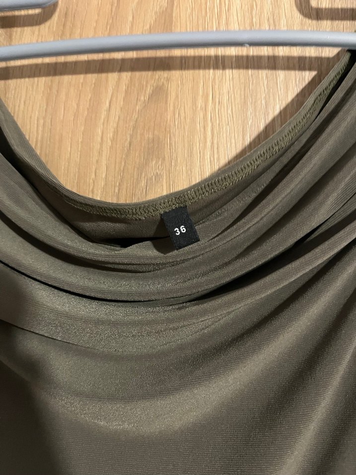 Drapeli Haki Uzun Kadın Elbise - Görsel 3