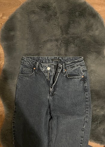 Gece Mavisi Kadın Denim Pantolon, Normal Boy, Fermuarlı - Görsel 2