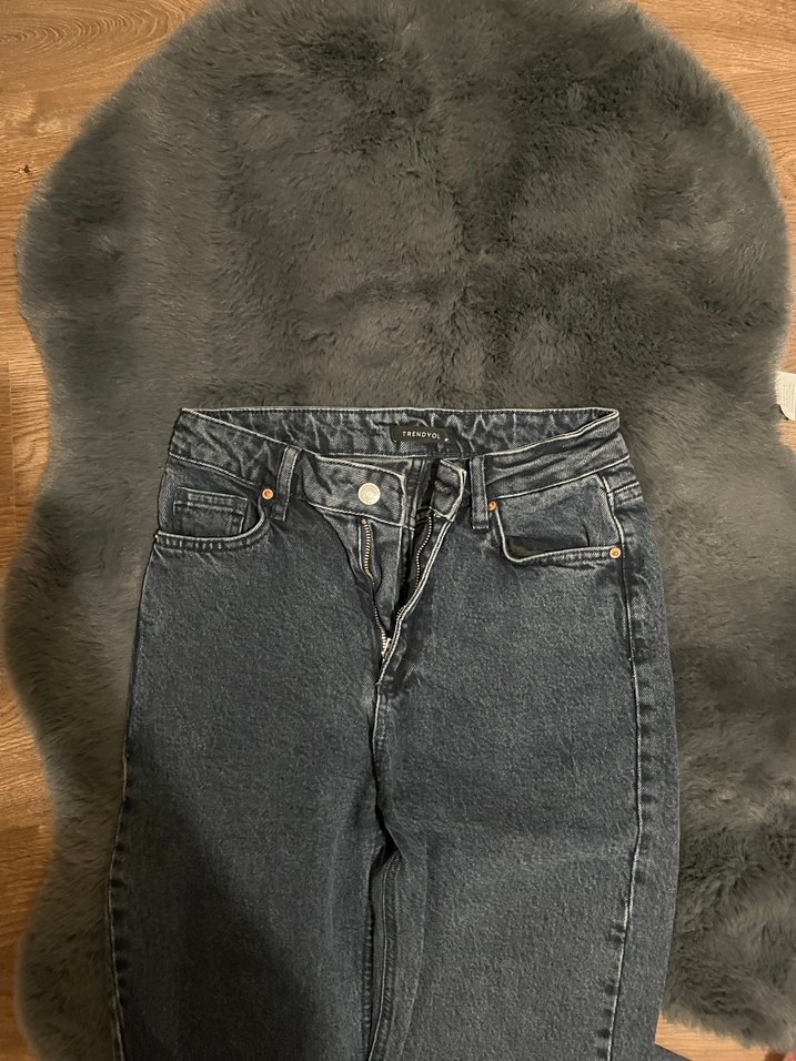 Gece Mavisi Kadın Denim Pantolon, Normal Boy, Fermuarlı - Görsel 2