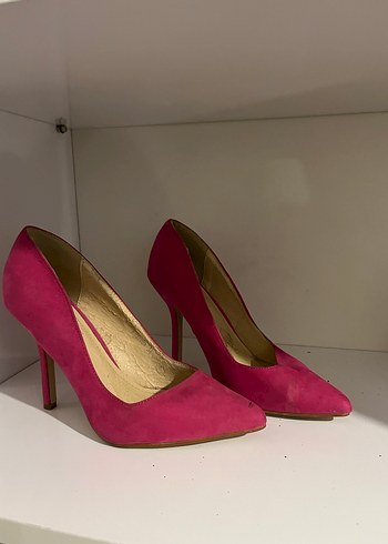 Pembe Süet İnce Topuklu Kadın Stiletto - Görsel 3