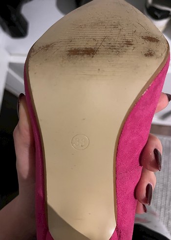 Pembe Süet İnce Topuklu Kadın Stiletto - Görsel 5