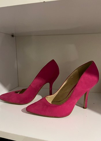 Pembe Süet İnce Topuklu Kadın Stiletto - Görsel 2