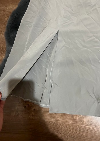 Gri Terzi dikimi Uzun Keten Kadın Etek - Görsel 3