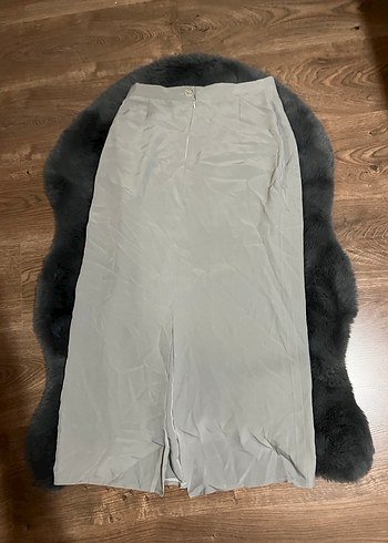 Gri Terzi dikimi Uzun Keten Kadın Etek - Görsel 2