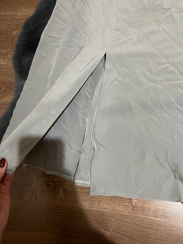 Gri Terzi dikimi Uzun Keten Kadın Etek - Görsel 3