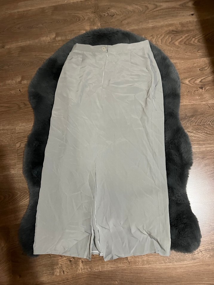 Gri Terzi dikimi Uzun Keten Kadın Etek - Görsel 2