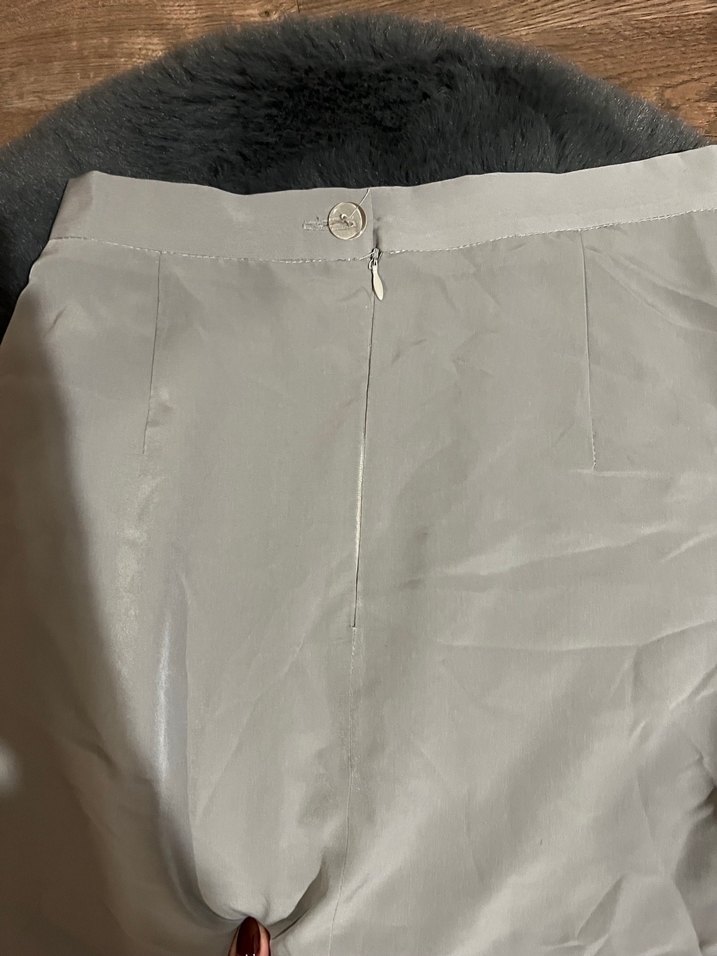 Gri Terzi dikimi Uzun Keten Kadın Etek - Görsel 4