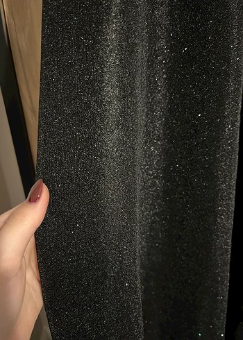 Siyah Simli Uzun Ayarlanabilir askılı Abiye Elbise - Görsel 3