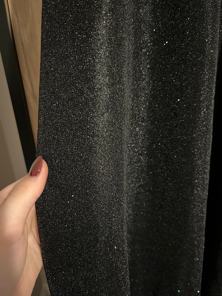 Siyah Simli Uzun Ayarlanabilir askılı Abiye Elbise - Görsel 3