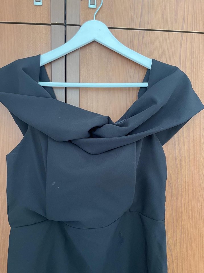 Gri Drapeli Straplez Midi Elbise - Görsel 2