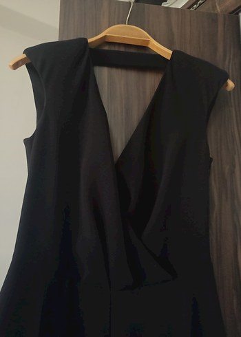 Siyah V Yaka Kadın Uzun Tulum - Görsel 2