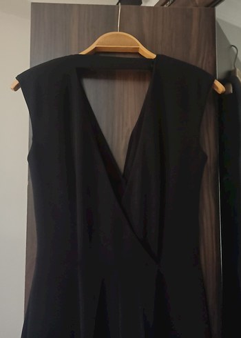 Siyah V Yaka Kadın Uzun Tulum - Görsel 3