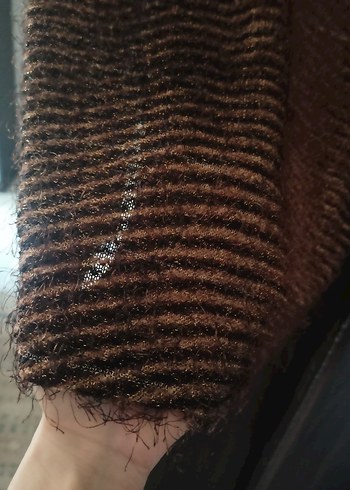 Kadın Kahverengi Örgü Bohem Uzun Hırka - Görsel 6