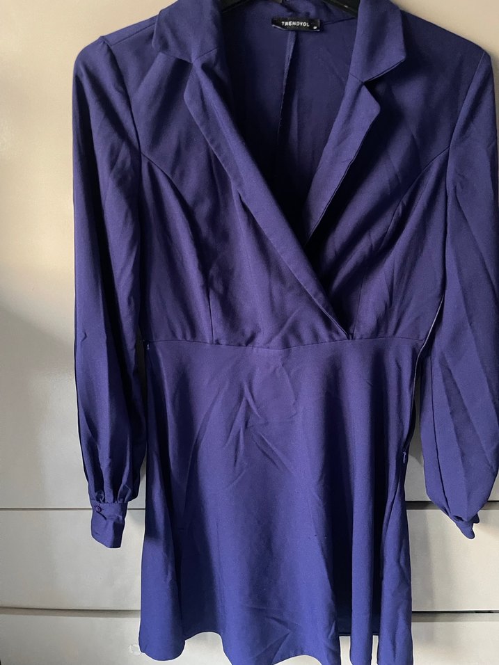 Uzun Kollu Mor Kadın Elbise - Görsel 2