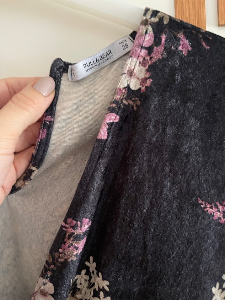 Siyah V Yaka kadife  Uzun Kollu mini tulum - Görsel 4