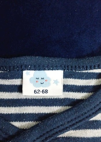 Düğmeli Mavi Çizgili Bebek Body - Görsel 3