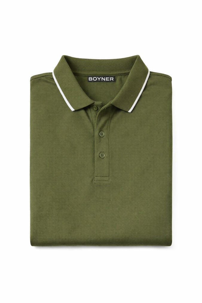 Boyner Fabrika Haki Polo Yaka Uzun Kol %100 PamukS Sıfır Etiket - Görsel 2