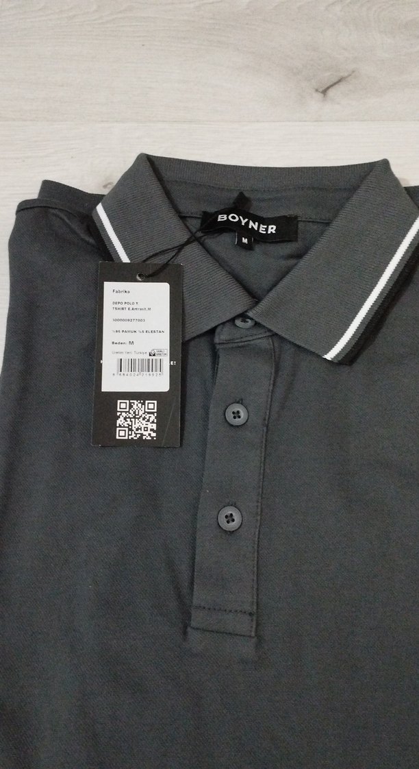 Boyner Fabrika Haki Polo Yaka Uzun Kol %100 Pamuk M Sıfır Etiket - Görsel 3