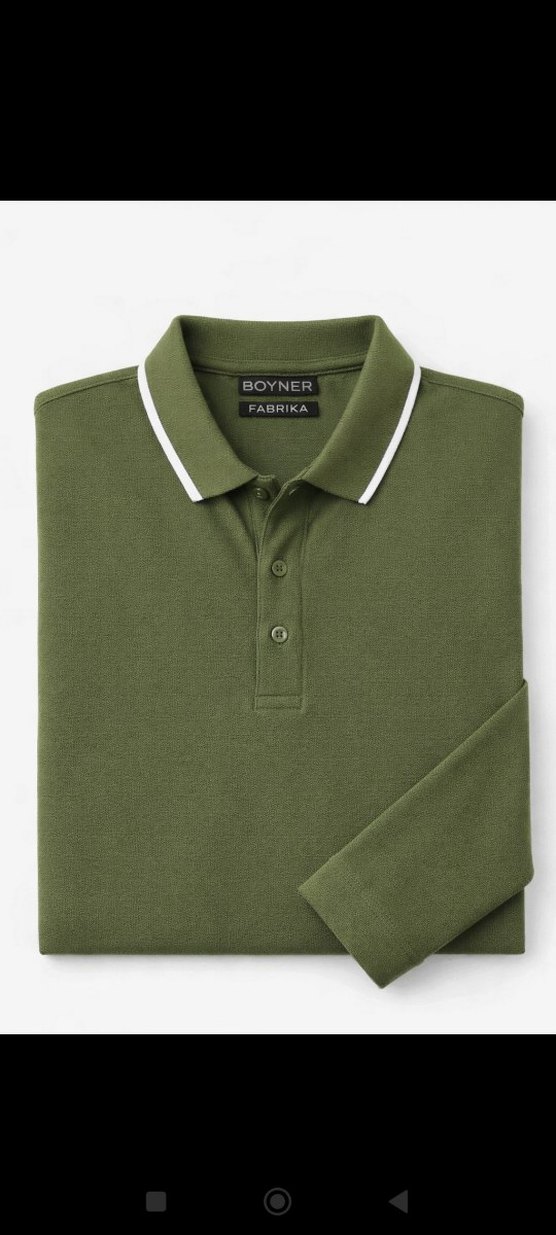 Boyner Fabrika Haki Polo Yaka Uzun Kol %100 Pamuk M Sıfır Etiket - Görsel 5