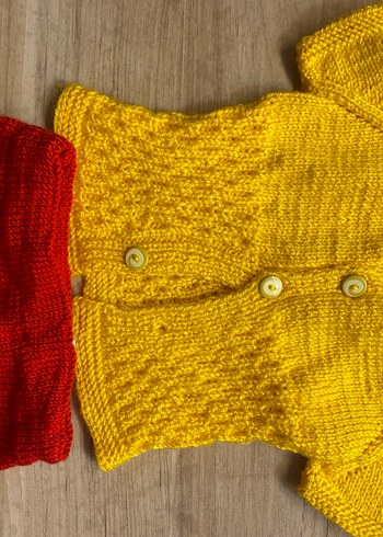 Sarı Örgü Kız Çocuk Kolsuz Hırka - Görsel 4