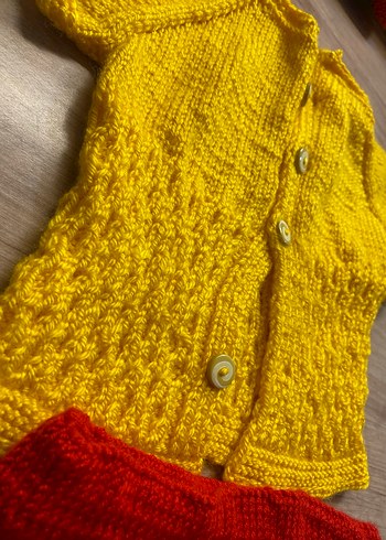 Sarı Örgü Kız Çocuk Kolsuz Hırka - Görsel 2