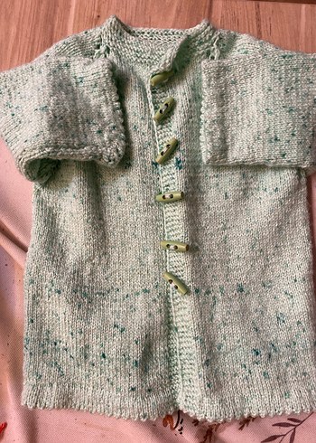 Kız Çocuk Bohem Düğmeli Yeşil Hırka - Görsel 2