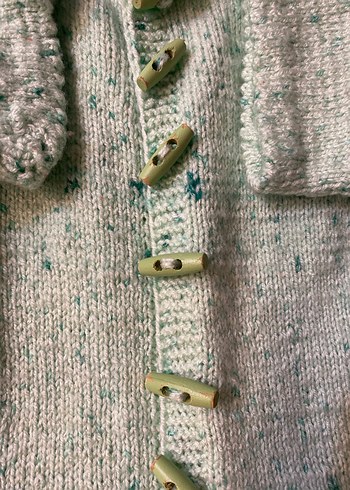 Kız Çocuk Bohem Düğmeli Yeşil Hırka - Görsel 3