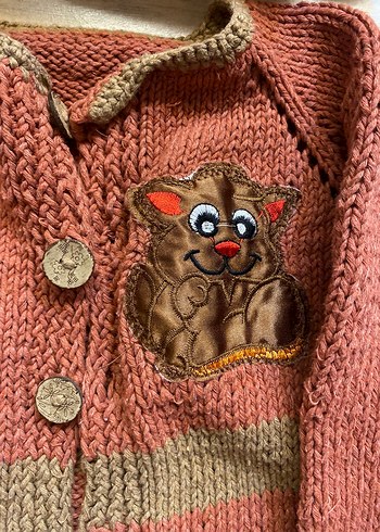 Kız Çocuk Örgü Bohem Nakışlı Hırka - Görsel 2