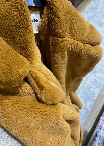 Kahverengi Kadın Suni Kürk Midi Ceket - Görsel 4