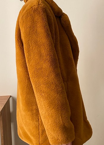 Kahverengi Kadın Suni Kürk Midi Ceket - Görsel 6