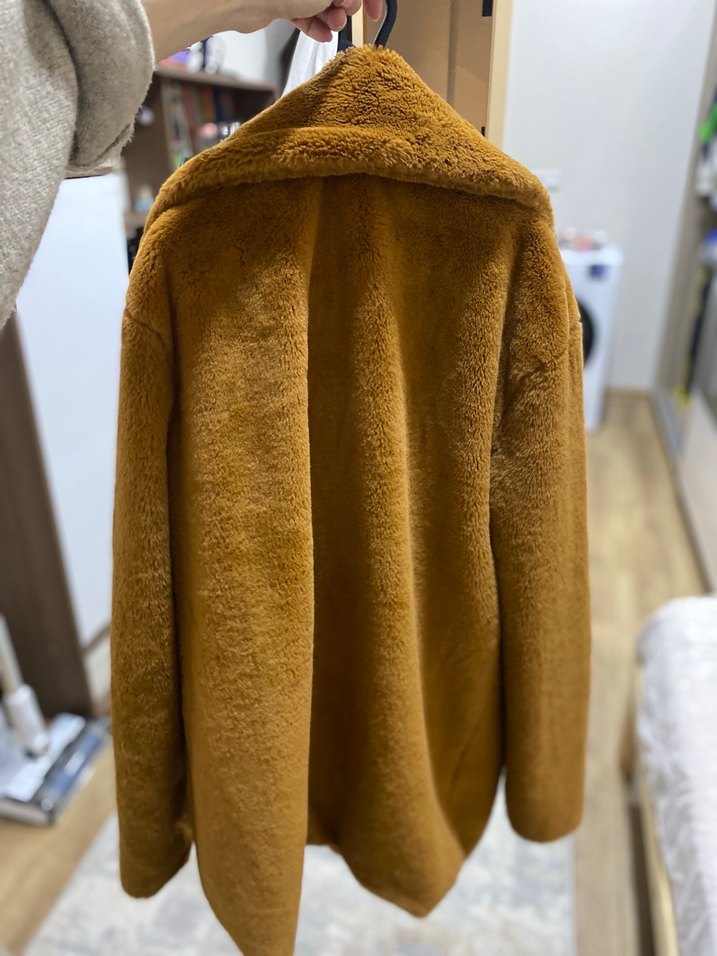 Kahverengi Kadın Suni Kürk Midi Ceket - Görsel 3