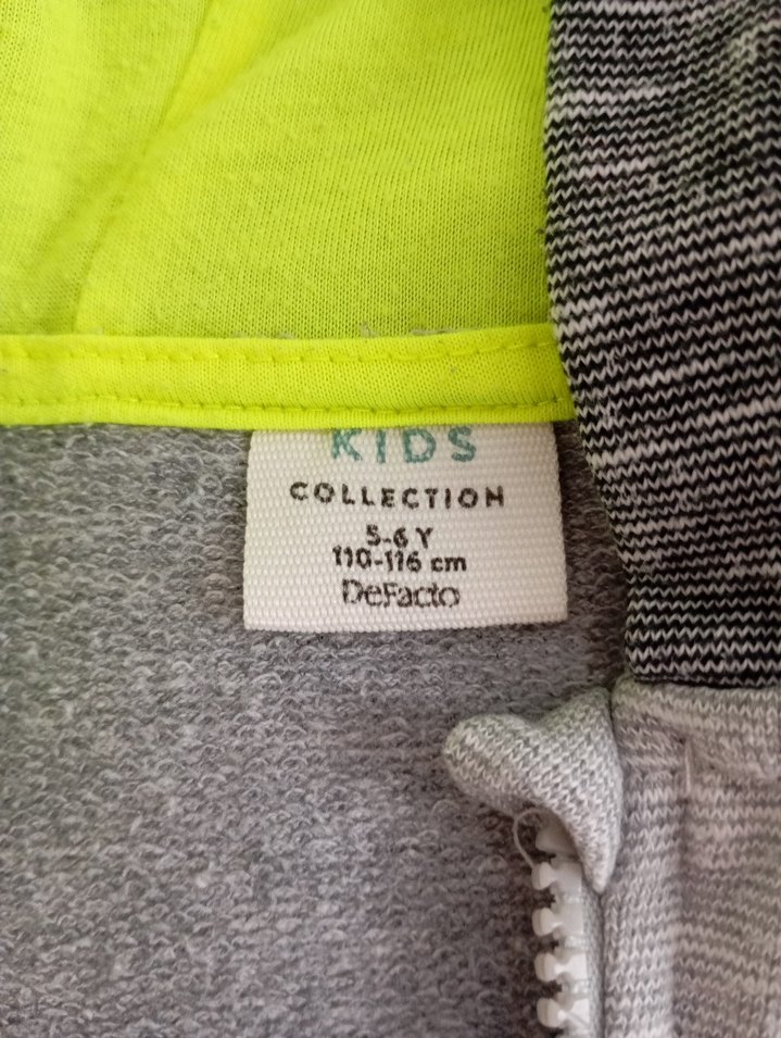 Defacto Kapüşonlu Fermuarlı Gri Ceket - Görsel 2