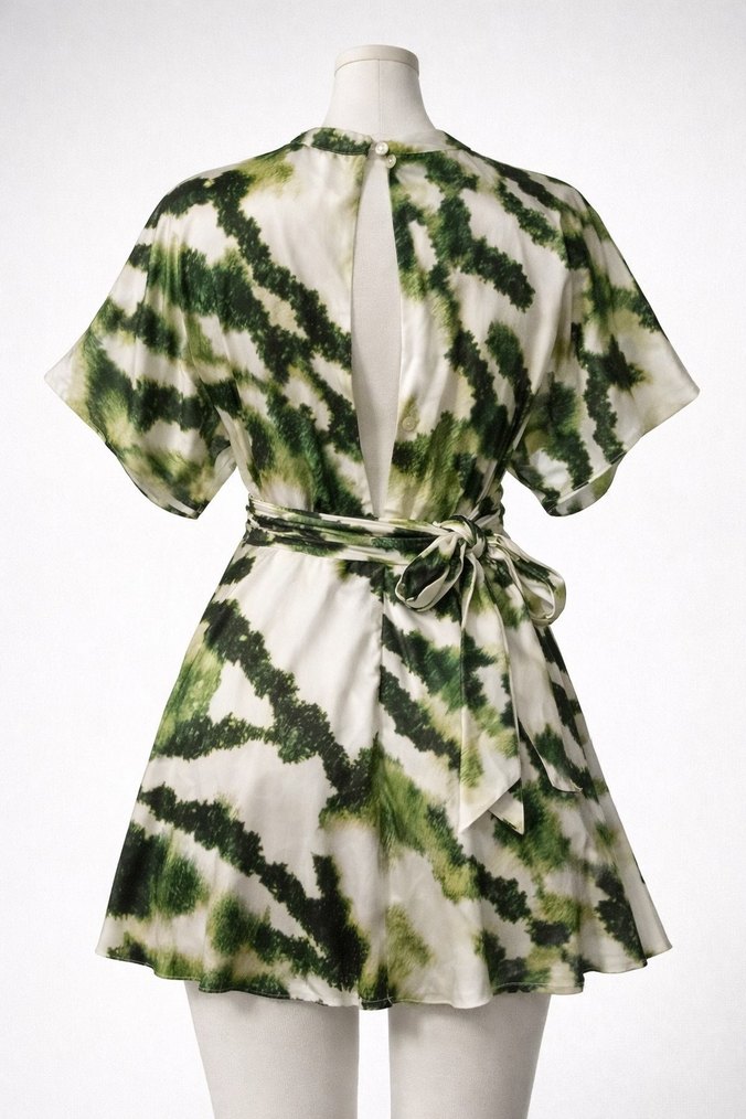 Keikei Sırt Dekolteli Mini Saten Elbise - Görsel 2