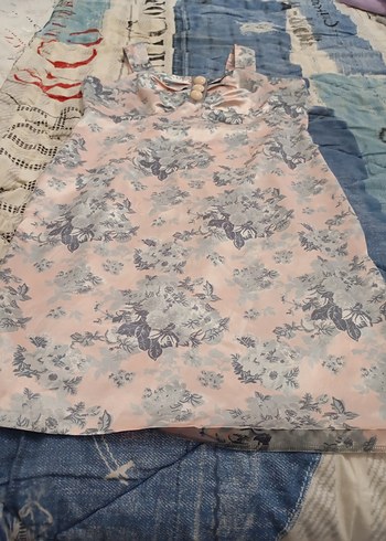 Desenli Saten Midi Kadın Elbise - Görsel 3