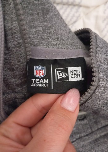 New Era Gri Kapüşonlu Fermuarlı Sweatshirt - Görsel 5