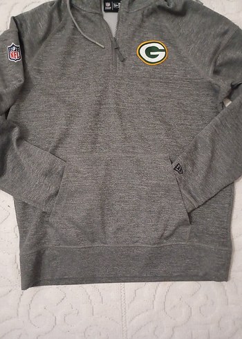 New Era Gri Kapüşonlu Fermuarlı Sweatshirt - Görsel 2