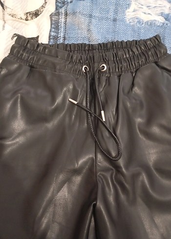 Deri Siyah Kadın Pantolon - Görsel 2