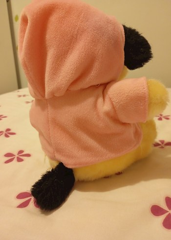 Pembe Kapüşonlu Sarı Peluş Köpek Oyuncak - Görsel 3