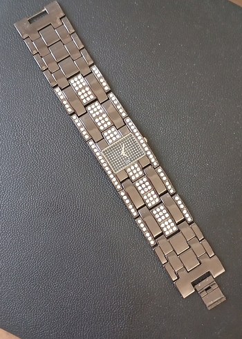 Taşlı Siyah Kadın Kol Saati - Görsel 2