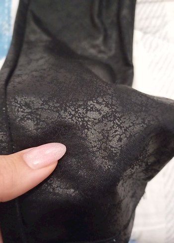 ESPRIT Siyah Deri Desenli Kadın Tayt - Görsel 3